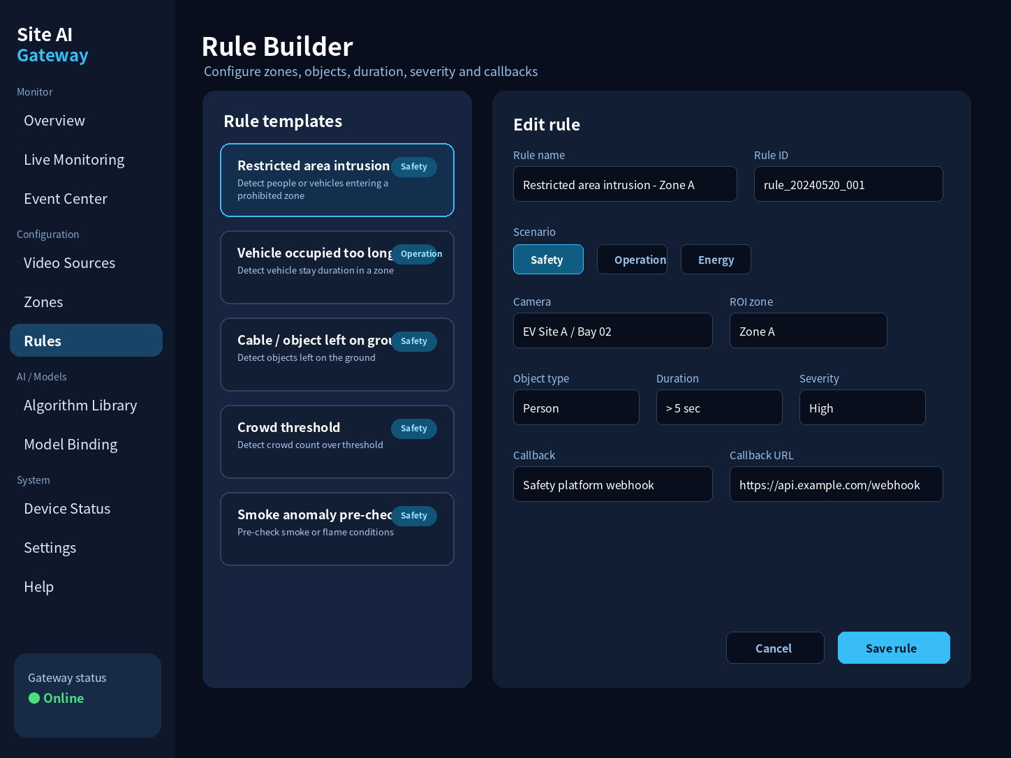 Visual rule builder