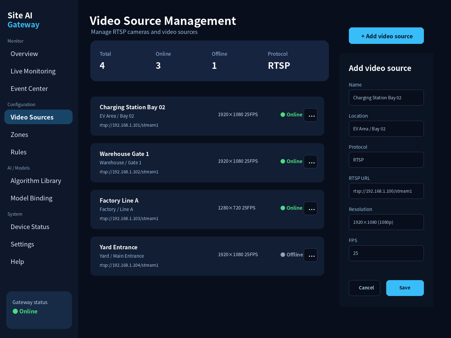Video source management console
